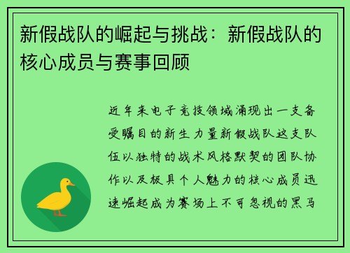 新假战队的崛起与挑战：新假战队的核心成员与赛事回顾